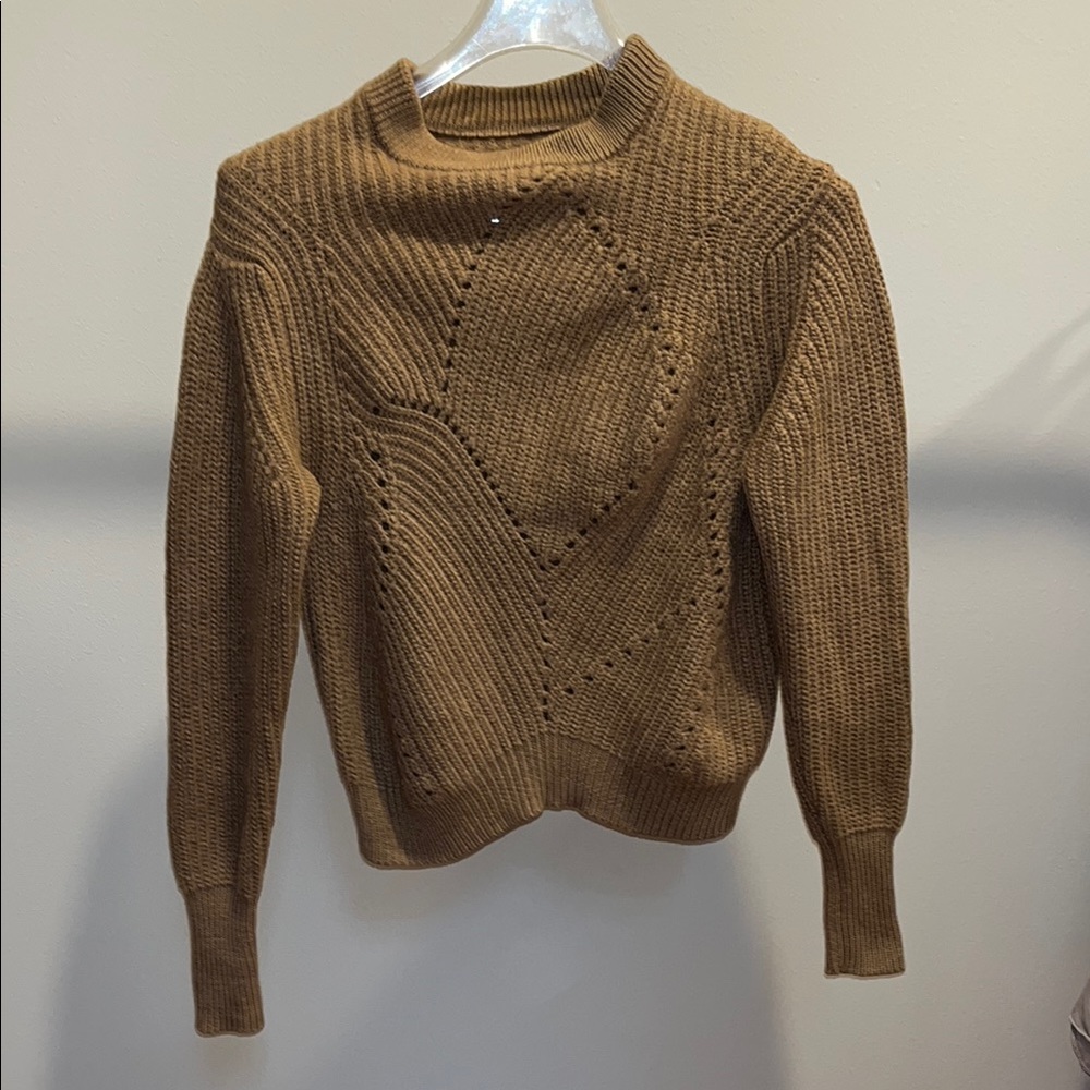 Aritzia Wilfred Latte 100% merino wool Sweater with Ribbed Cuffs